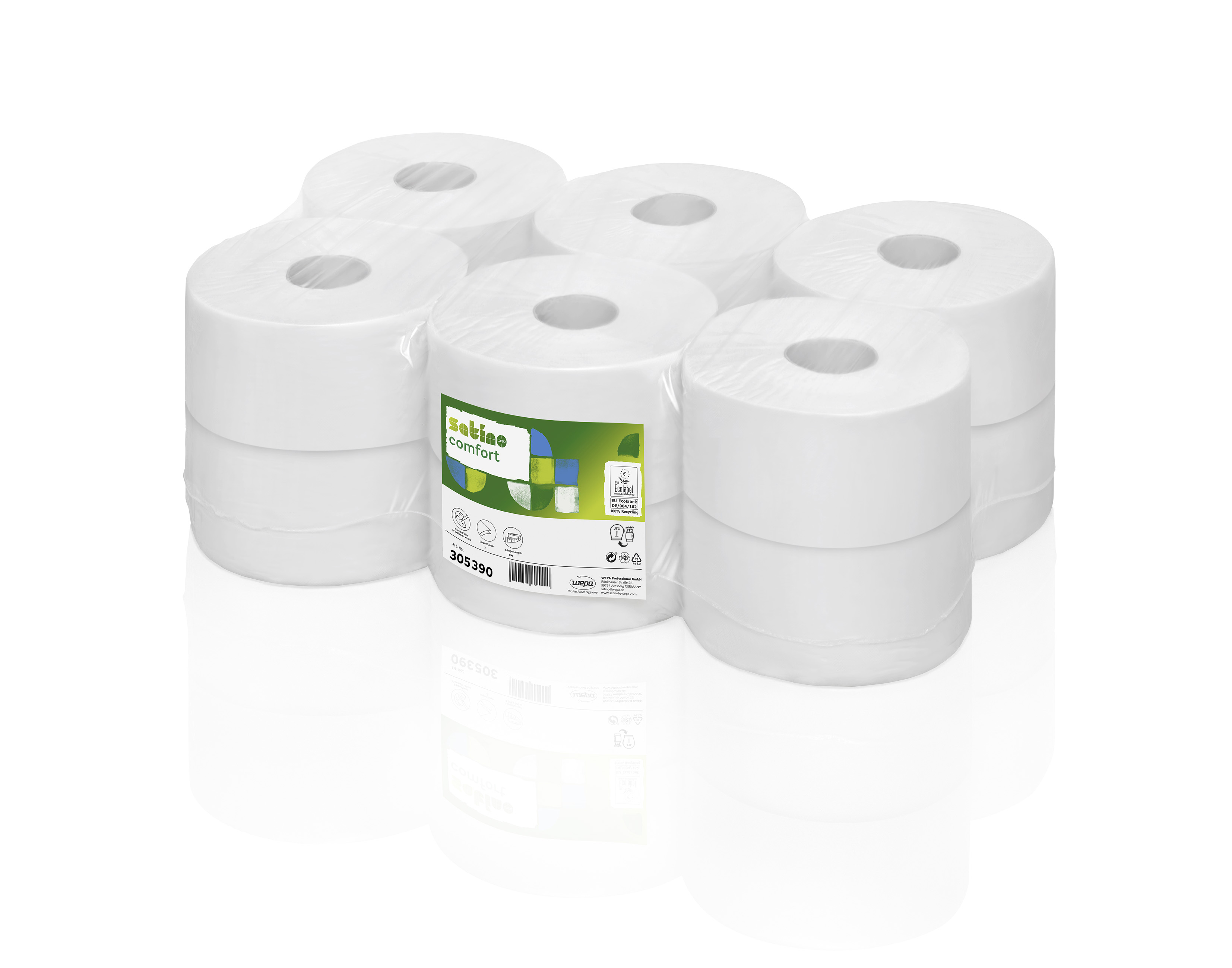 Satino comfort Toilettenpapier Mini Jumbo-Rolle, 2-lagig, Recycling, hochweiß
