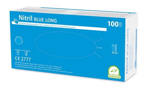 Medi-Inn Nitril blue long Einmalhandschuhe, Gr. L, blau, ungepudert