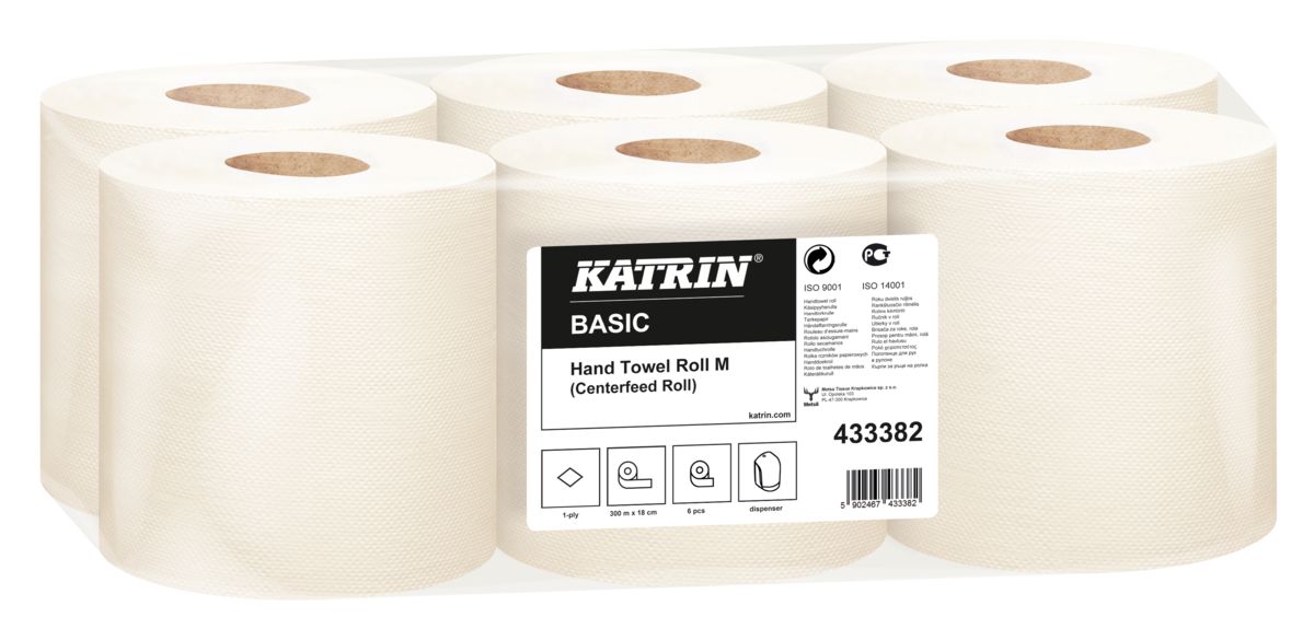 Katrin Basic M 300, Rollenhandtuchpapier Midi 1-lagig, weiß