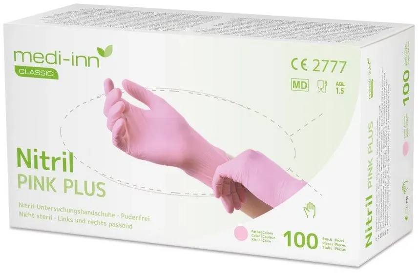 Medi-Inn Classic Pink Plus Einmalhandschuhe Nitril, ungepudert, rosa, Gr. S