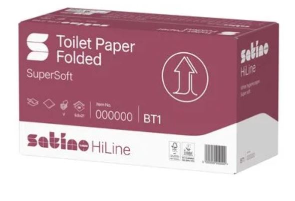 Satino HiLine Toilettenpapier Einzelblatt, 2-lagig, hochweiß, 9,8 x 21 cm, 30 x 300 Blatt im Karton