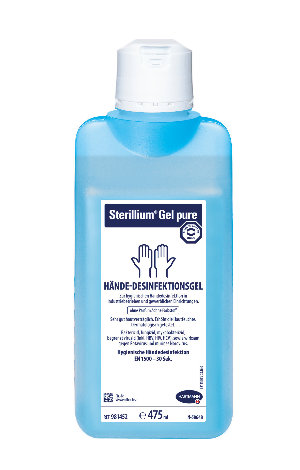 Hartmann Sterillium Gel pure Händedesinfektion 475 ml Flasche