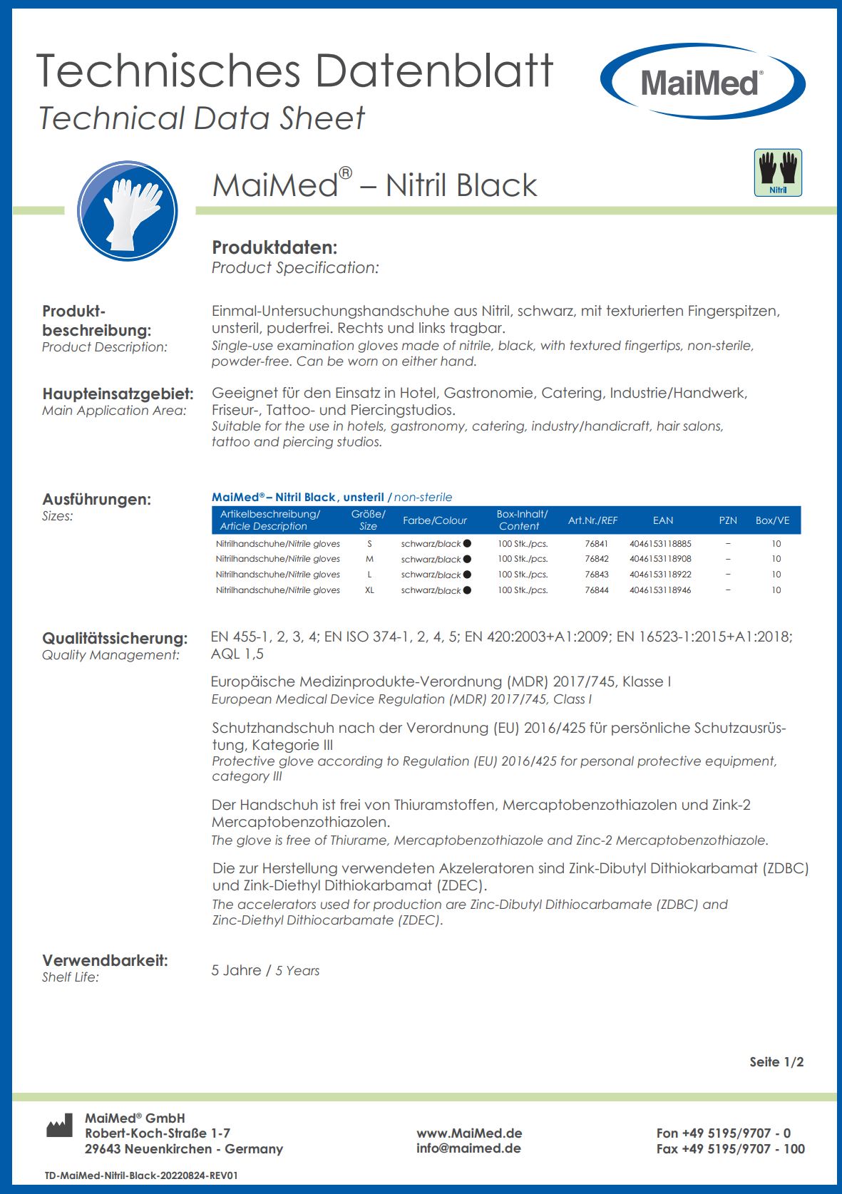 Medi-Inn Nitril Black Plus Einmalhandschuhe aus Nitril, schwarz, ungepudert, Gr. L