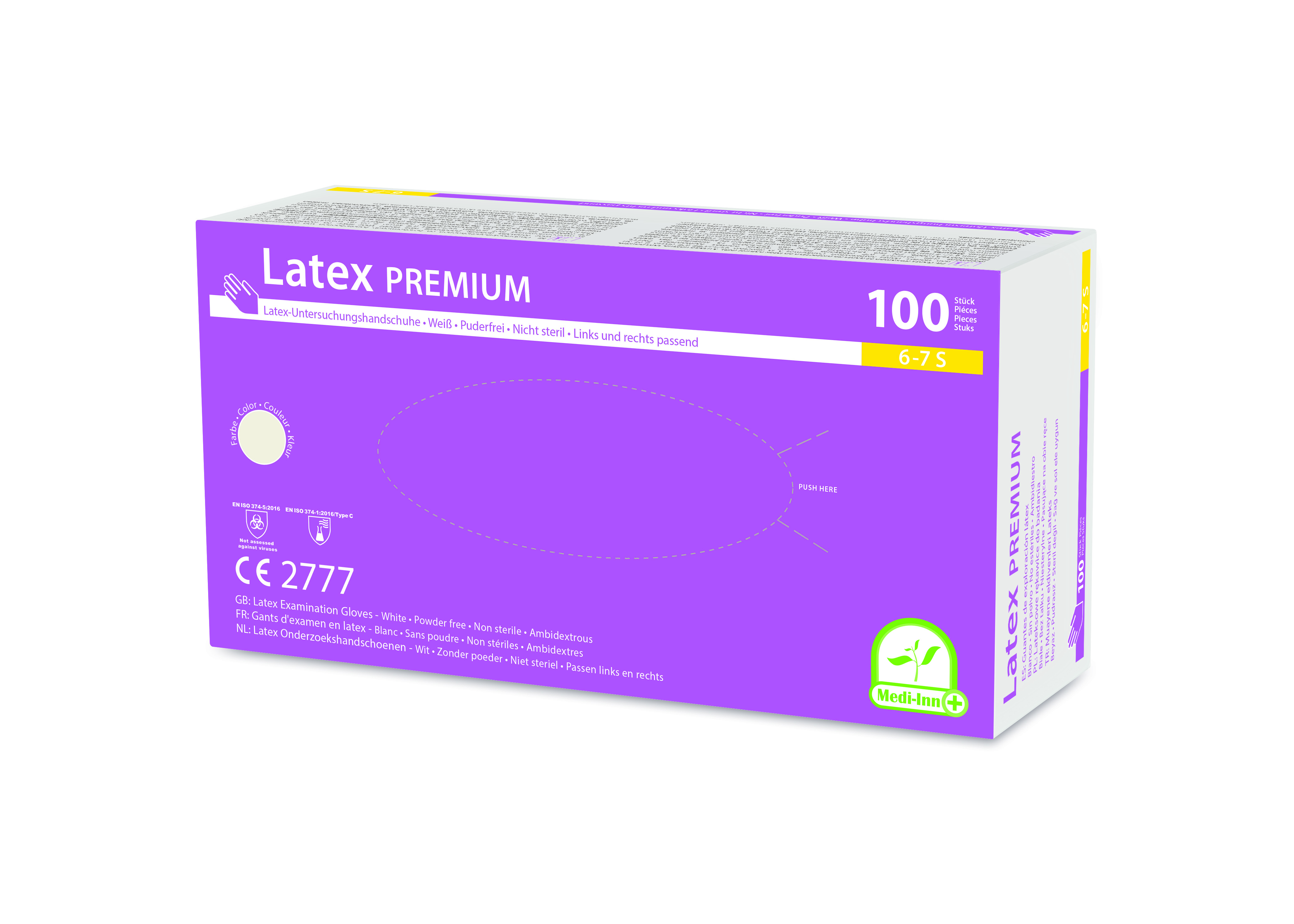 MEDI-INN Premium Latex Einmalhandschuhe, Gr. XL, ungepudert, doppelt chloriniert, weiß