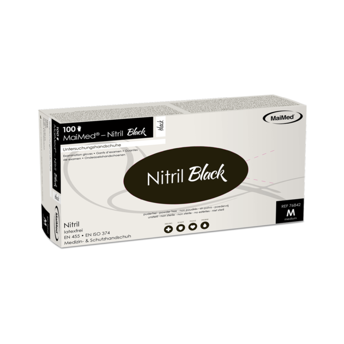 Medi-Inn Nitril Black Plus Einmalhandschuhe aus Nitril, schwarz, ungepudert, Gr. L