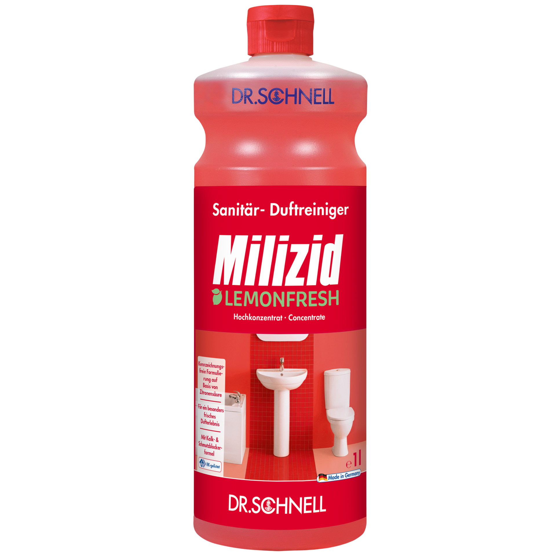 Dr. Schnell Milizid Lemonfresh Sanitärreiniger Hochkonzentrat, 1 L Flasche