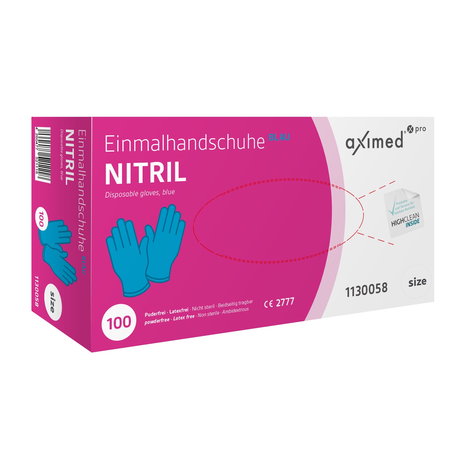 aximed pro 100 Nitril, Einmalhandschuhe, Gr. L, 100 Stk. blau, ungepudert