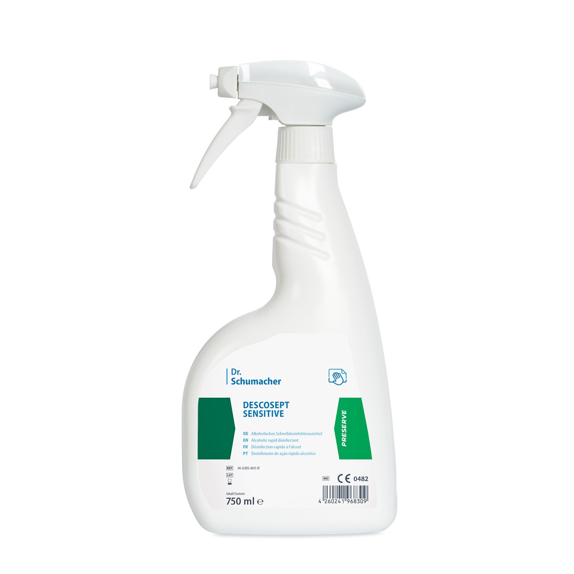 Dr. Schumacher Descosept Sensitive, alkoholisches Schnelldesinfektionsmittel, 750 ml Sprühflasche