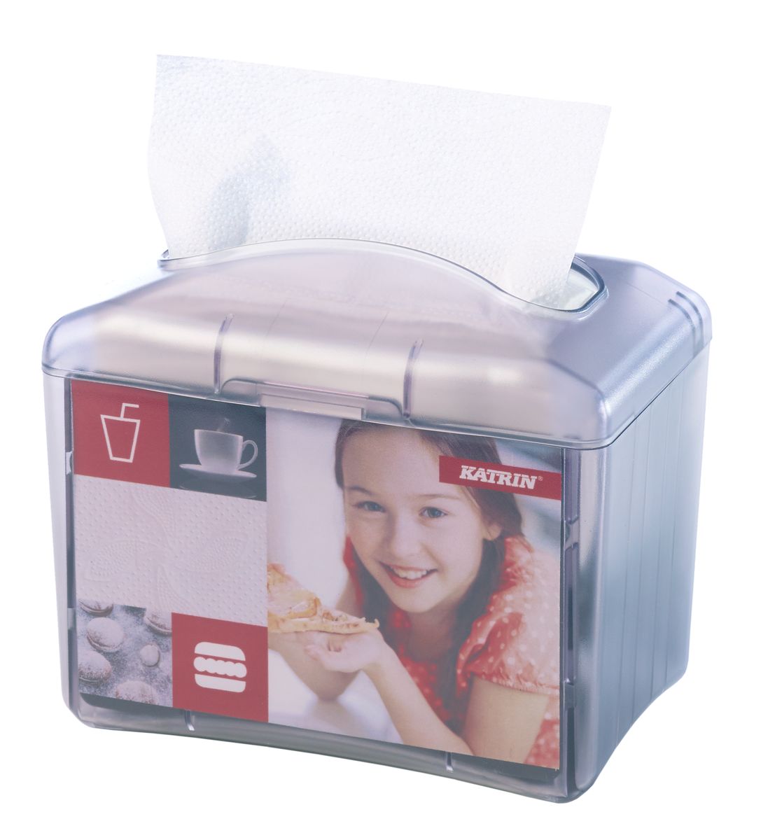 Katrin Table Top Napkin Dispenser Serviettenspender - Transparent, grau