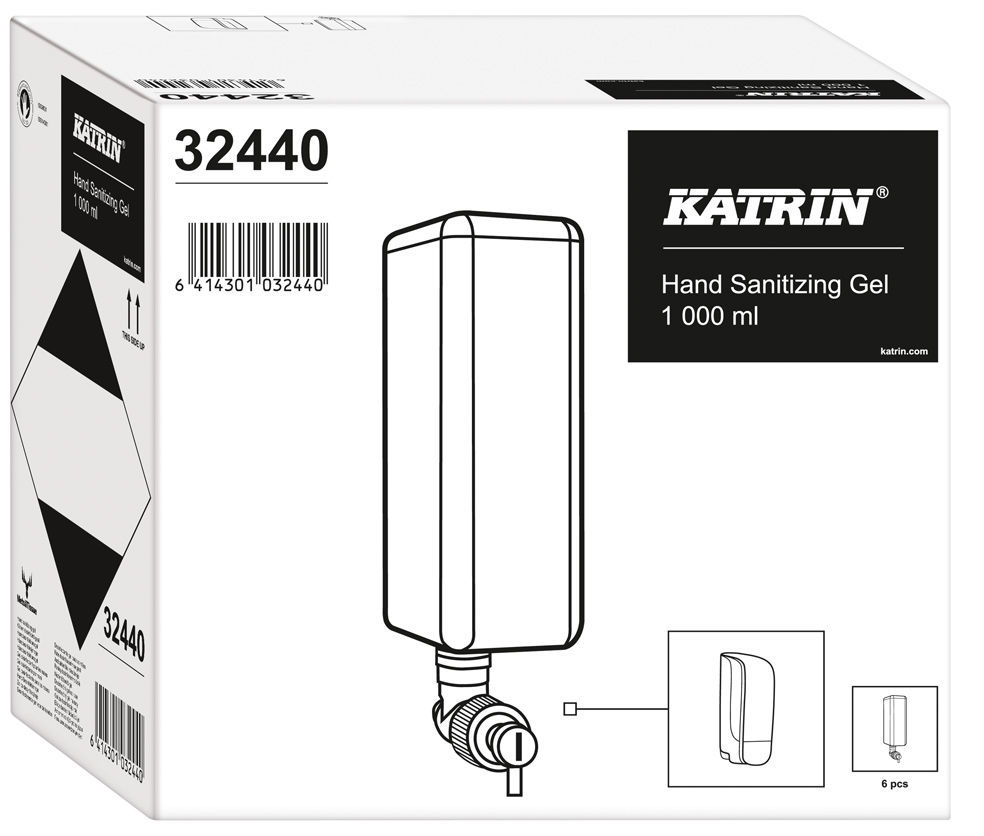 Katrin Hand Sanitizing Gel, Händedesinfektionsmittel, 6 x 1 L