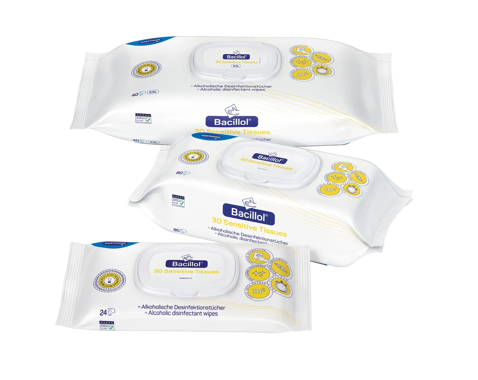 Hartmann Bacillol 30 Sensitive Tissues, alkoholische Schnelldesinfektionstücher, Flowpack