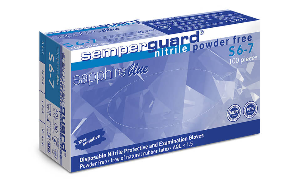 Semperguard Sapphire blue 200, Einmalhandschuhe aus Nitril, Gr. S, lavendel-blau, ungepudert